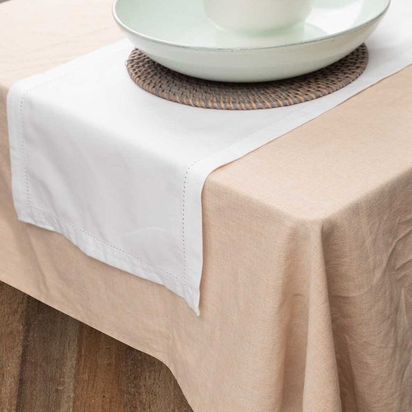 Rans Hemstitch Table Runner Medium White 33x135cm Carousel 1