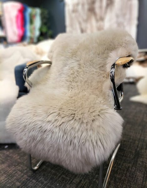 100% New Zealand Made Premium Long Wool Sheepskin Rug - Dyed Stone Color Carousel 1