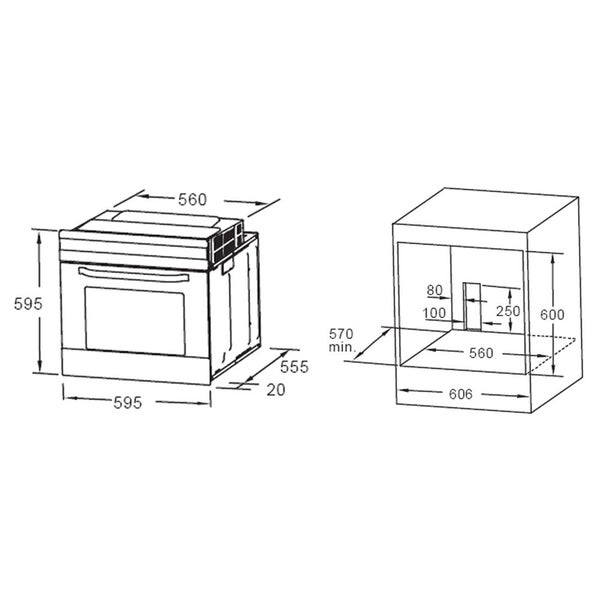 Vogue Wall Oven 60cm - 9 Function - Black Glass with SS Handle Carousel 2