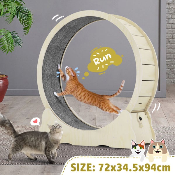 Wood Cat Wheel Exercise Treadmill Dog Running Exerciser Puppy Walking Gym Carousel 1