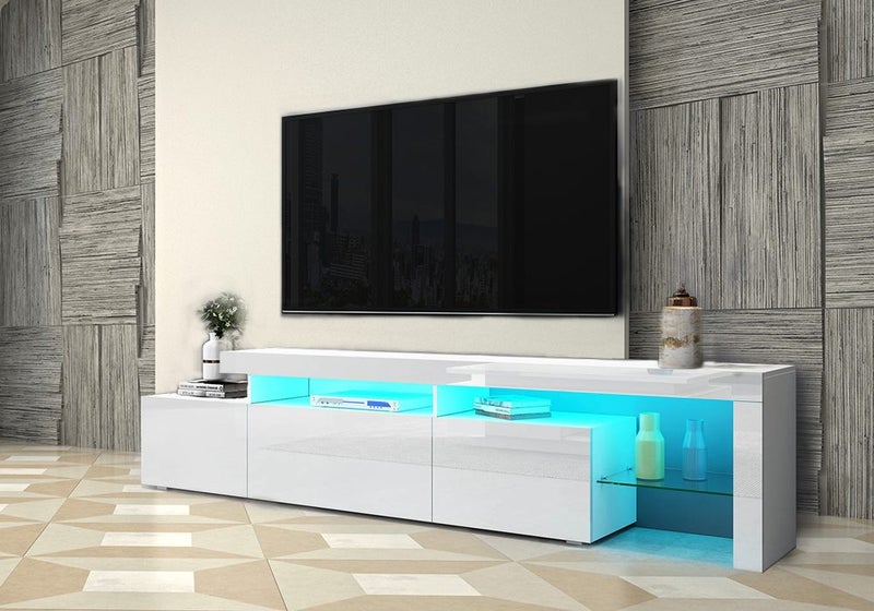 TV Cabinet LED Light 2 Doors White Carousel 2