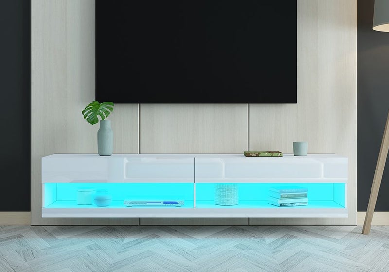 TV Stand Wall Mount Cabinet White 200cm Carousel 1