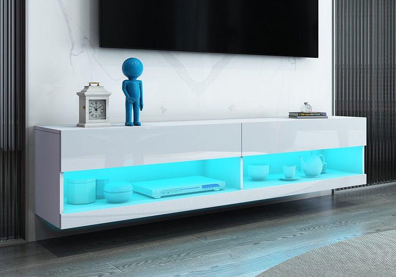 TV Stand Wall Mount Cabinet White 200cm Carousel 2