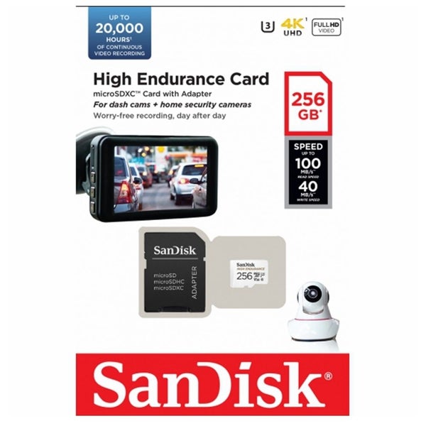SanDisk 256GB High Endurance Micro SD Card SDXC UHS-I Dash and Surveillance Cam Carousel 1