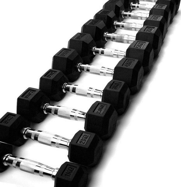 2 x 15kg Hex Dumbbells Silver Handle Premium Carousel 2
