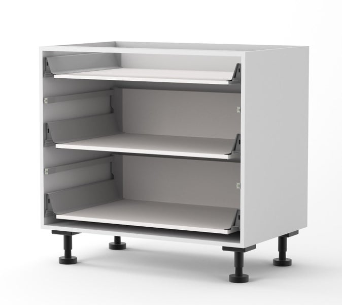 Shaker White Matte- 900mm Wide 3 drawer Base Cabinet - FULL EXTENSION SOFT CLOSE Carousel 7