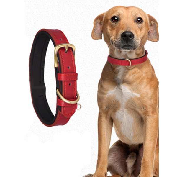 Adjustable Strong Heavy Duty PU Leather Dog Collar Neck Strap for Large Dogs Carousel 1