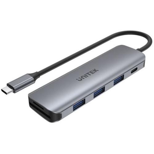 Unitek 6-in-1 Multi-Port Hub with USB-C Connector Includes 3 x USB-A Ports - SD Carousel 1