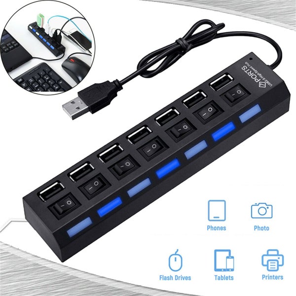 USB HUB USB Switch Hub 2.0 Adapter High Speed Multi 7 Ports Hub USB Carousel 2