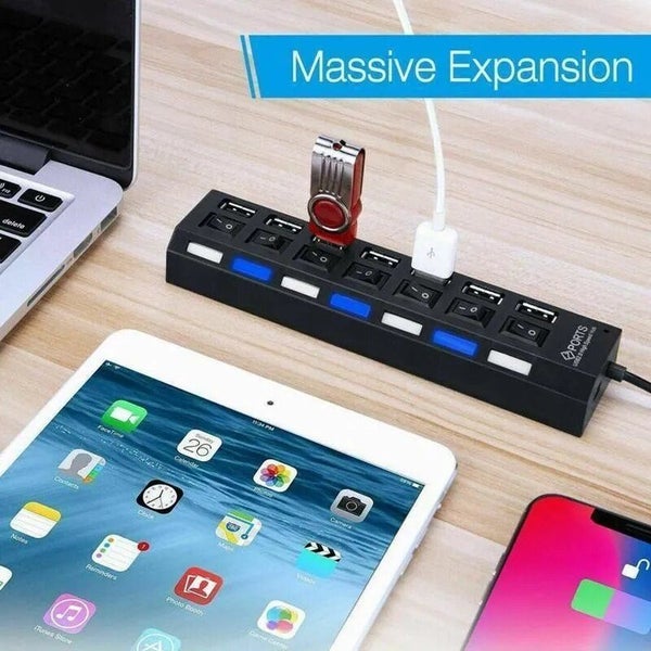 USB HUB USB Switch Hub 2.0 Adapter High Speed Multi 7 Ports Hub USB Carousel 7