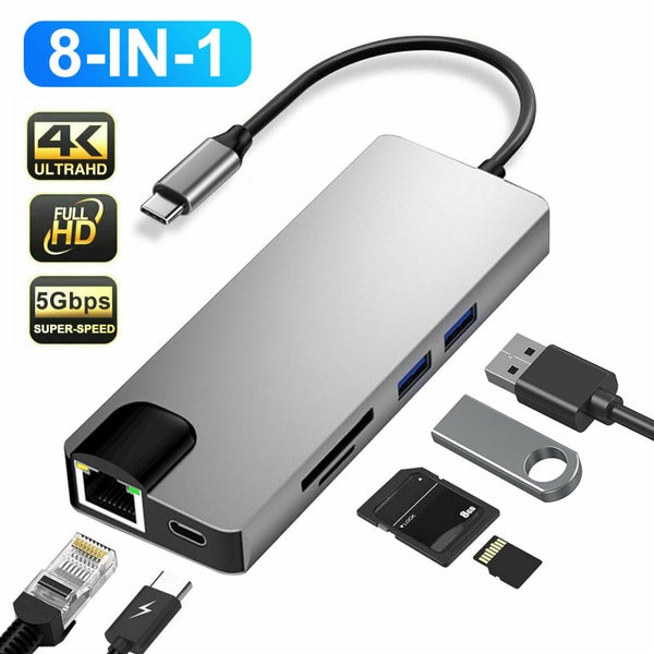 Type C To USB-C HDMI USB VGA SD TF Card Reader Hub Adapter Carousel 1