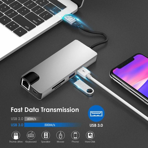 Type C To USB-C HDMI USB VGA SD TF Card Reader Hub Adapter Carousel 2