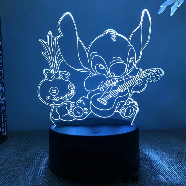 Cartoon Stitch Figurine 3D LED Light Children LED Night Light USB Carousel 1