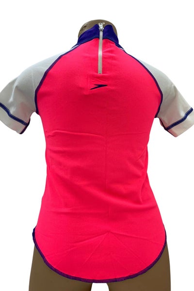 Chlorine Resistant - Pink/White/Purple Speedo Sun Top SPF50 - Size 4 Carousel 2