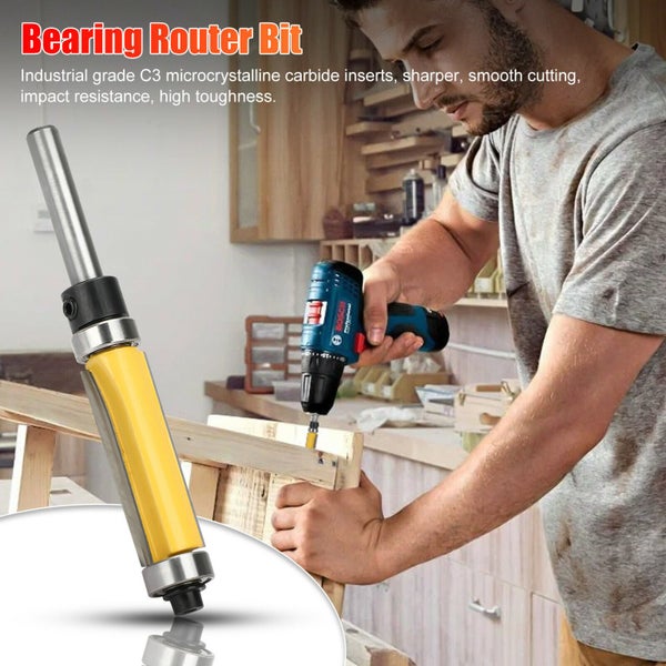 Woodworking Flush Trim Router Bits Top and Bottom Bearing 2PCS Carousel 2