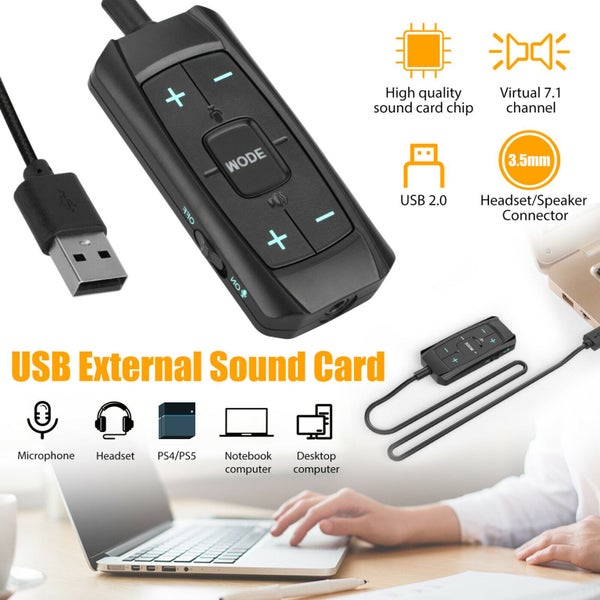 External USB Sound Card Audio Adapter 7.1 Stereo 3.5mm for Headset Mic PC PS4/5 Carousel 1