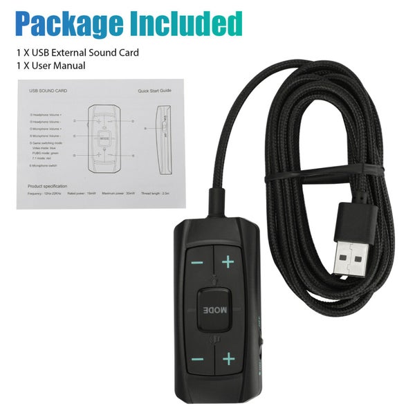 External USB Sound Card Audio Adapter 7.1 Stereo 3.5mm for Headset Mic PC PS4/5 Carousel 8