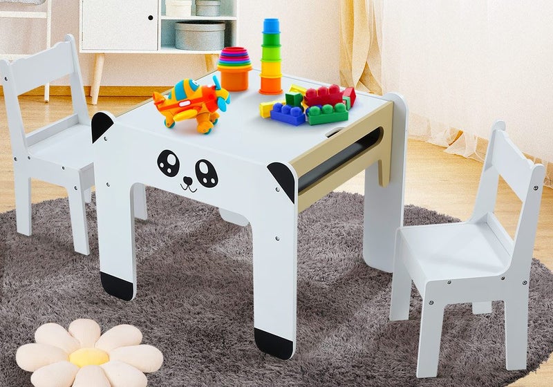 Kids Table and Chair Set Children Activity Toy Storage Study Desk Carousel 2