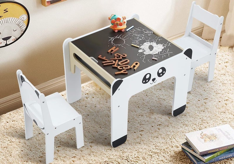 Kids Table and Chair Set Children Activity Toy Storage Study Desk Carousel 1