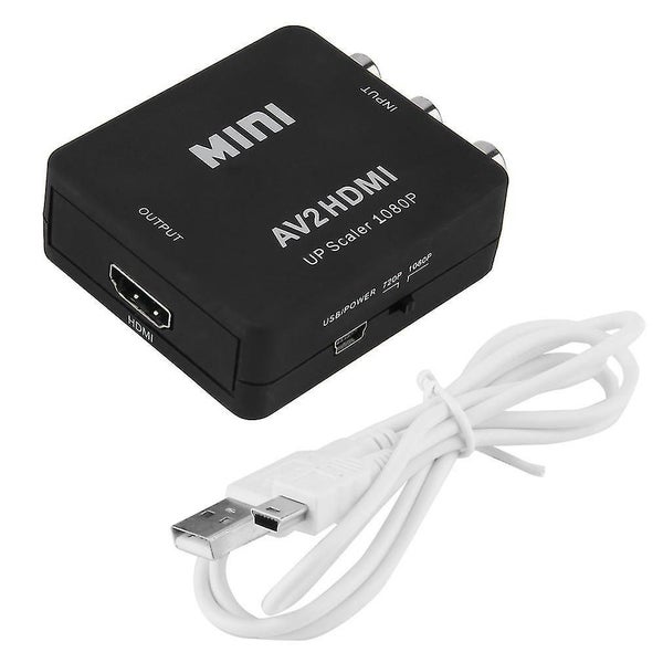 Composite Av Cvbs 3rca To Hdmi Video Converter Adapter 1080p Up Scaler Black Carousel 1