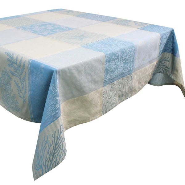 Garnier-Thiebaut Mille Oceans Écume French Jacquard Tablecloth 180x180cm Carousel 1