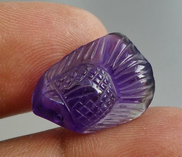 11.79CT UNHEATED SPLENDID FANCY CARVING 100% NATURAL PURPLE AMETHYST Carousel 4