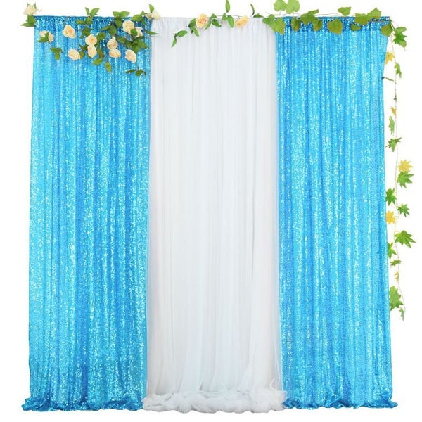 Blue Sequin Backdrop Curtain I1370DB0 Carousel 1