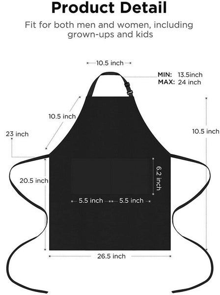 Bib Apron Waterdrop Resistant 2 Pockets Cooking Kitchen Aprons I0887BK0 Carousel 7