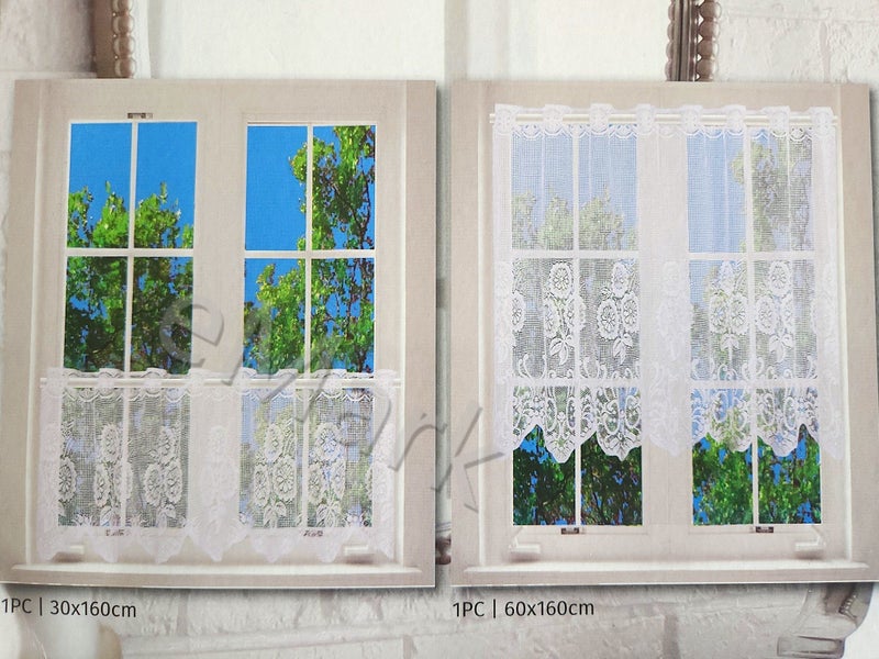 2pc Cafe Curtain Set (Size:30x160cm +60x160cm) Carousel 2