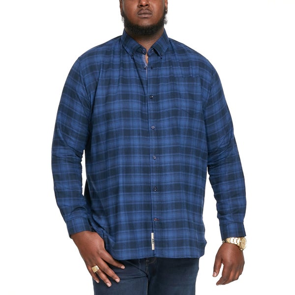 D555 Mens Bruce Big Tall Long Sleeve Flannel Check Denim Shirt - 6XL Carousel 4