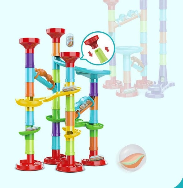 197Pcs Piece DIY Marble Run Race Set Carousel 9