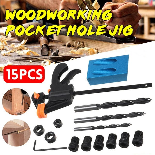 15pcs Pocket Hole Jig Kit Dowel Drill Joinery Screw Kit 3657902 Carousel 1
