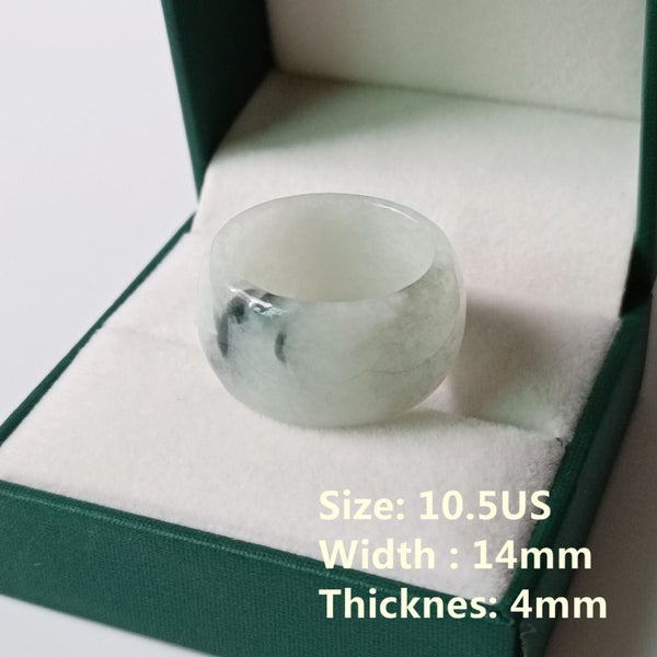 (Authentic Jade Ring) Men's Green Jadeite Jade Band Ring RGS20XG-24 Carousel 1