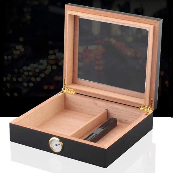 Humidor Handmade Wooden Humidor Tabletop with Hygrometer and Humidifier Carousel 2