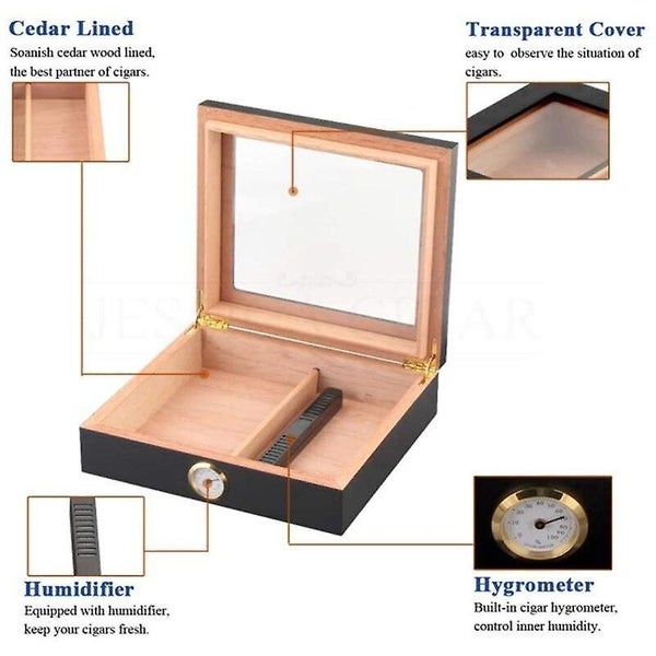 Humidor Handmade Wooden Humidor Tabletop with Hygrometer and Humidifier64470092524291112
