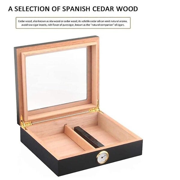 Humidor Handmade Wooden Humidor Tabletop with Hygrometer and Humidifier Carousel 4