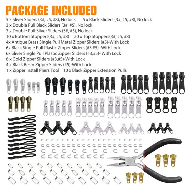 Zipper Repair Kit with Replacement Zippers Carousel 10