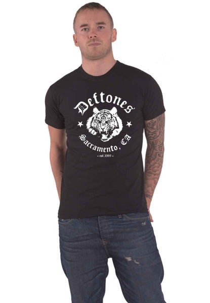 Deftones T Shirt Sacramento Tiger Band Logo new Official Mens Black Carousel 1