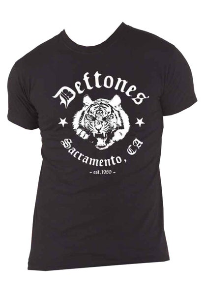 Deftones T Shirt Sacramento Tiger Band Logo new Official Mens Black Carousel 4