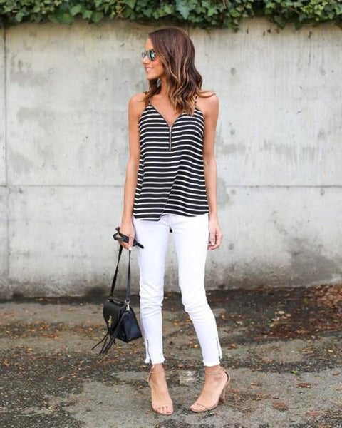 Stripe Sleeveless Top L0631BK4 Carousel 2