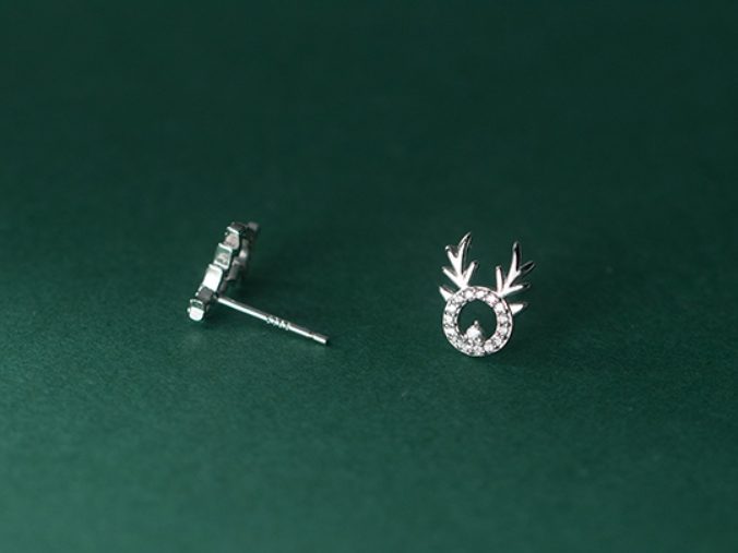 S925 Sterling Silver Christmas Tree Earrings Reindeer Studs Xmas Jewelry Gifts Carousel 2