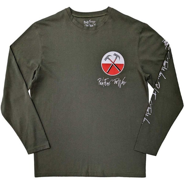 Pink Floyd T Shirt The Wall Hammers Logo new Official Unisex Green Long Sleeve Carousel 1