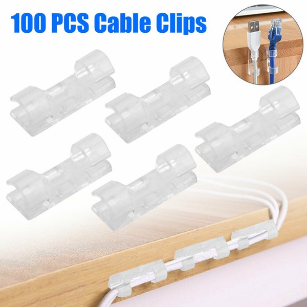 Cable Clips Self-Adhesive Tie Cord Management Wire Holder Organizer Clamp 100Pcs Carousel 1