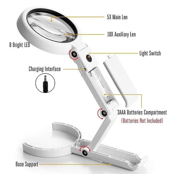 A magnifying glass, folding large glass with 8 LED lights Carousel 2
