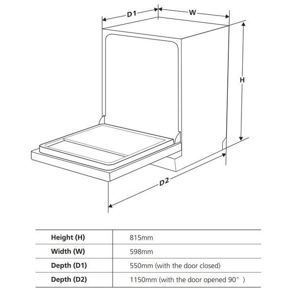 Vogue Integrated Dishwasher 12 Place 60cm - Lunar Carousel 7