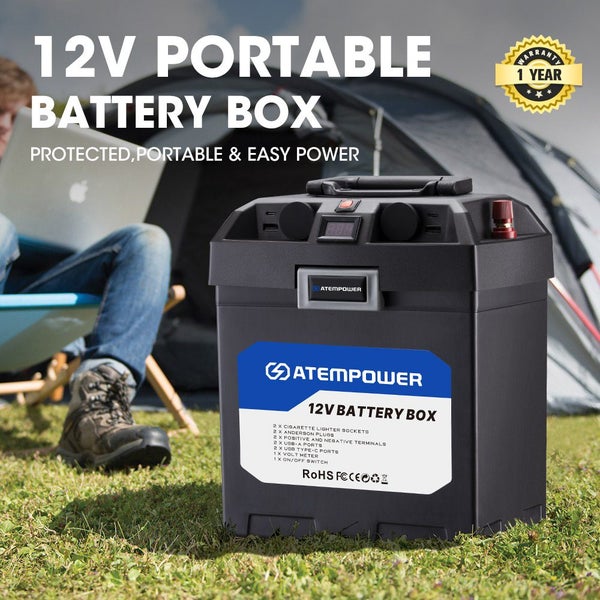 ATEM POWER Battery Box 12V Portable Deep Cycle Power Marine Solar USB  Camping : BidBud