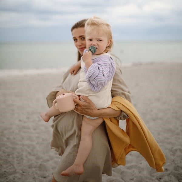 Mushie Muslin Swaddle Blanket Organic Cotton Fall Yellow Carousel 3