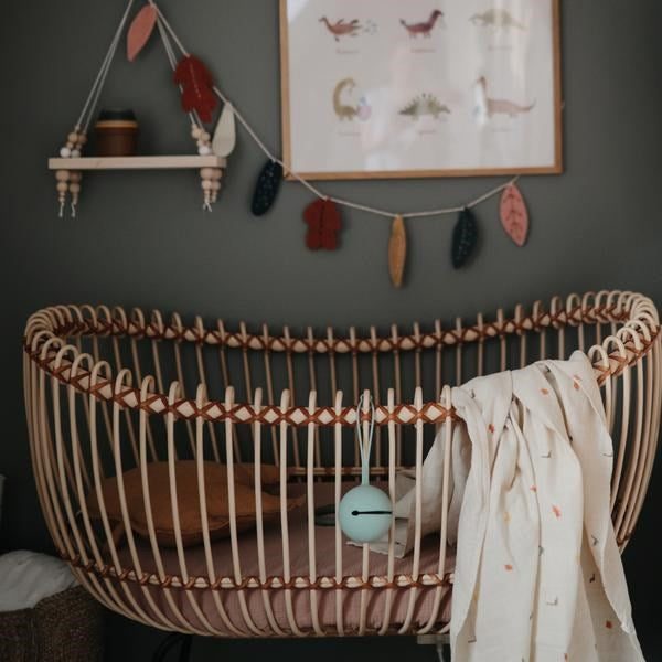 Mushie Muslin Swaddle Blanket Organic Cotton- Dinosaurs Carousel 3