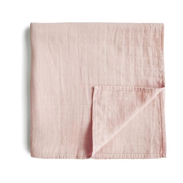 Mushie Muslin Swaddle Blanket Organic Cotton- Rose Vanilla Carousel 1