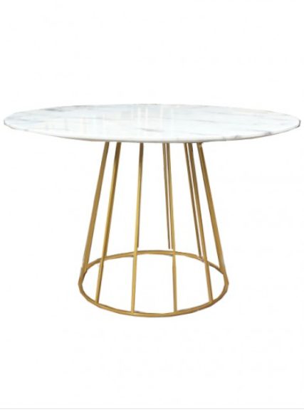 Queta Round Dining Table Dia120cm - White stone top - Gold legs *50%OFF Carousel 1
